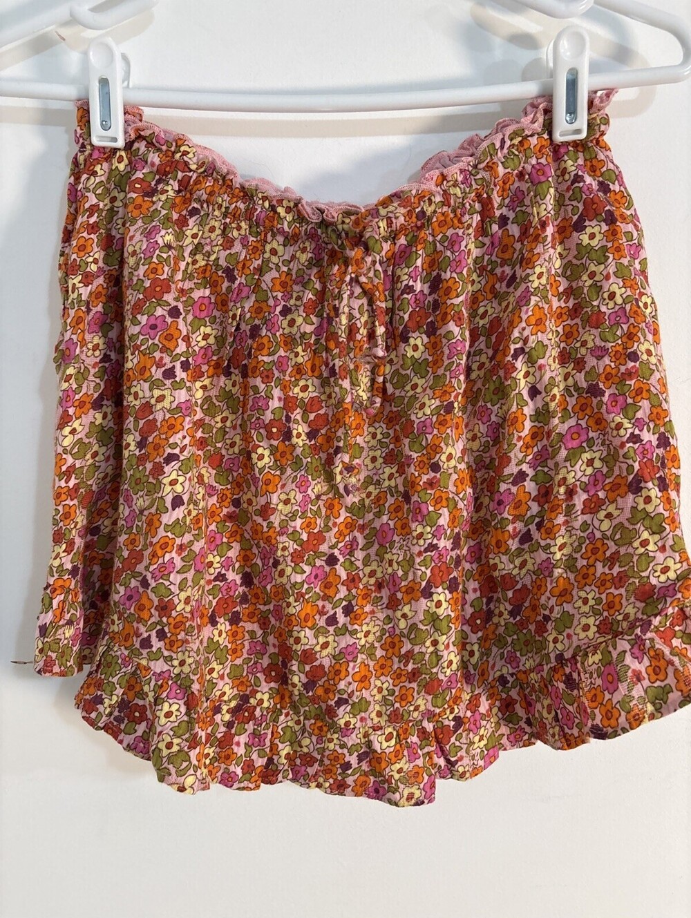 Free People Ellia Printed Shorts Floral Smocked Ruffle Pull-On Lace Small 283342